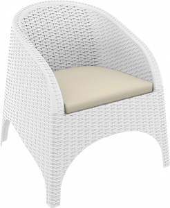 Кресло пластиковое плетеное с подушкой Siesta Contract Aruba стеклопластик, полиэстер белый Фото 1