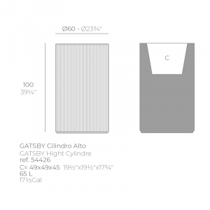 Кашпо пластиковое Vondom Gatsby Cylinder Basic полиэтилен Фото 2
