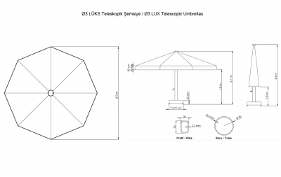 Зонт профессиональный THEUMBRELA SEMSIYE EVI Lux Telescopic алюминий, полиэстер бежевый Фото 2