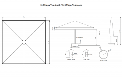 Зонт профессиональный THEUMBRELA SEMSIYE EVI Mega Telescopic алюминий, олефин Фото 2