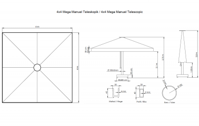 Зонт профессиональный THEUMBRELA SEMSIYE EVI Mega Telescopic Manual алюминий, олефин Фото 2