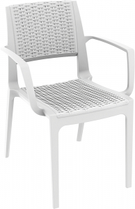 Кресло пластиковое плетеное Siesta Contract Capri стеклопластик белый Фото 1
