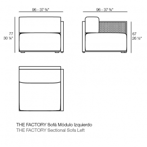 Модуль левый с подушкой Vondom The Factory алюминий, ткань Фото 2