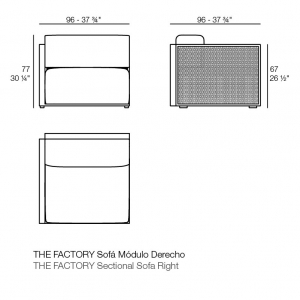 Модуль правый с подушкой Vondom The Factory алюминий, ткань Фото 2
