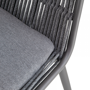 Стул плетеный с подушкой Grattoni Como алюминий, роуп, олефин антрацит, темно-серый Фото 4
