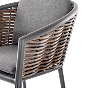 Кресло плетеное с подушками Grattoni Muses алюминий, роуп, олефин антрацит, темно-серый Фото 5