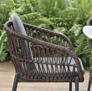 Кресло плетеное с подушками Grattoni Bari алюминий, роуп, олефин антрацит, коричневый, темно-серый Фото 3
