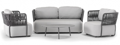 Комплект мягкой мебели Grattoni Soft алюминий, роуп, акрил черный, темно-серый, фланель Фото 1