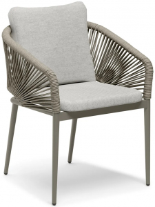 Кресло плетеное с подушкой SNOC Claude алюминий, роуп, ткань шампанское Фото 1