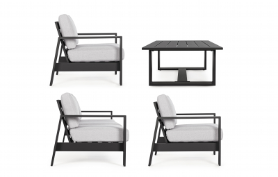 Комплект металлической лаунж мебели Garden Relax Baltic алюминий, ткань антрацит, светло-серый Фото 4