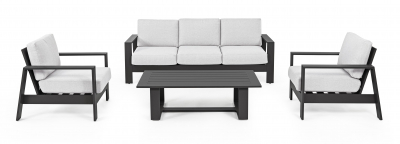 Комплект металлической лаунж мебели Garden Relax Baltic алюминий, ткань антрацит, светло-серый Фото 6
