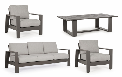 Комплект металлической лаунж мебели Garden Relax Baltic алюминий, ткань серый, светло-серый Фото 4