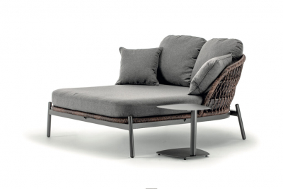 Лаунж-диван плетеный Grattoni Bari алюминий, роуп, олефин антрацит, коричневый, темно-серый Фото 3