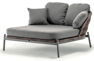 Лаунж-диван плетеный Grattoni Bari алюминий, роуп, олефин антрацит, коричневый, темно-серый Фото 1