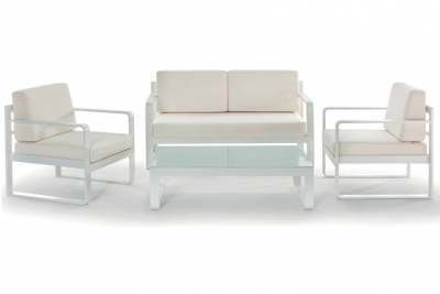 Комплект мягкой мебели Grattoni Capri алюминий, олефин белый, светло-серый Фото 1