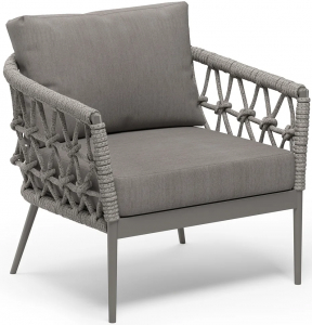 Кресло плетеное с подушкой SNOC Muse алюминий, роуп, ткань серебристый Фото 1