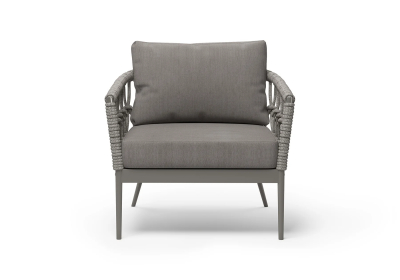 Кресло плетеное с подушкой SNOC Muse алюминий, роуп, ткань серебристый Фото 3