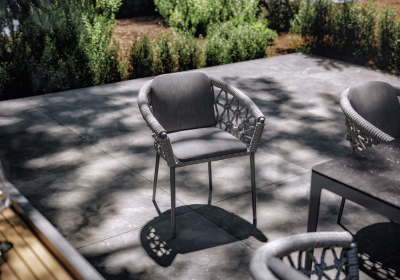 Кресло плетеное с подушкой SNOC Muse алюминий, роуп, ткань серебристый Фото 4