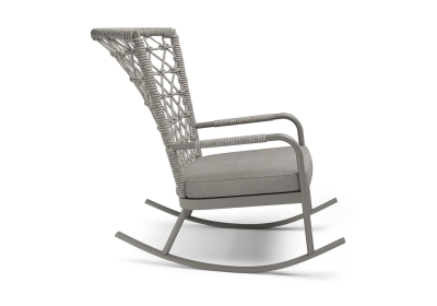 Кресло-качалка плетеное с подушкой SNOC Muse алюминий, роуп, ткань серебристый Фото 4