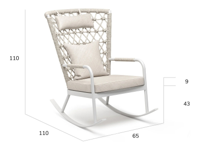 Кресло-качалка плетеное с подушкой SNOC Muse алюминий, роуп, ткань кокос Фото 2