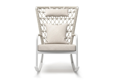 Кресло-качалка плетеное с подушкой SNOC Muse алюминий, роуп, ткань кокос Фото 3
