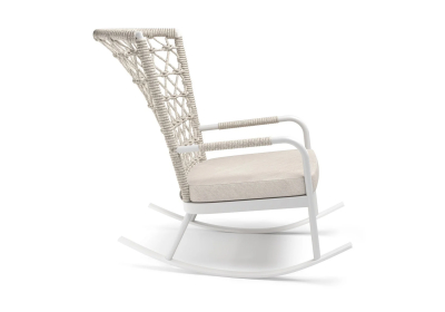 Кресло-качалка плетеное с подушкой SNOC Muse алюминий, роуп, ткань кокос Фото 4