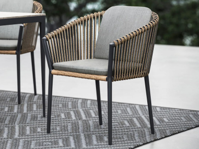 Кресло плетеное с подушкой SNOC Moccasin алюминий, искусственный ротанг, ткань Фото 1