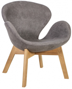 Кресло с обивкой Beon Swan Wood Legs (Arne Jacobsen) A062 дерево, кашемир натуральный, серый Фото 1