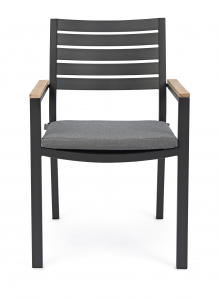 Кресло металлическое с подушкой Garden Relax Belmar алюминий, ткань антрацит, коричневый Фото 3