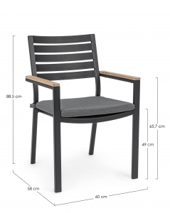 Кресло металлическое с подушкой Garden Relax Belmar алюминий, ткань антрацит, коричневый Фото 2