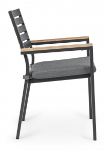 Кресло металлическое с подушкой Garden Relax Belmar алюминий, ткань антрацит, коричневый Фото 6