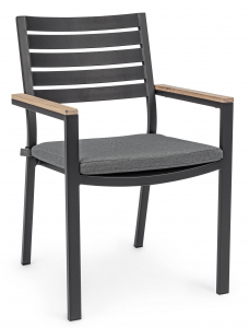 Кресло металлическое с подушкой Garden Relax Belmar алюминий, ткань антрацит, коричневый Фото 1