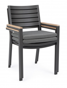 Кресло металлическое с подушкой Garden Relax Belmar алюминий, ткань антрацит, коричневый Фото 8