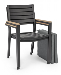 Кресло металлическое с подушкой Garden Relax Belmar алюминий, ткань антрацит, коричневый Фото 7