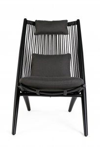 Лаунж-стул плетеный с подушками Garden Relax Aloha алюминий, роуп, ткань черный, темно-серый Фото 4