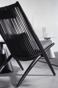 Лаунж-стул плетеный с подушками Garden Relax Aloha алюминий, роуп, ткань черный, темно-серый Фото 8