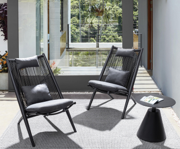 Лаунж-стул плетеный с подушками Garden Relax Aloha алюминий, роуп, ткань черный, темно-серый Фото 10