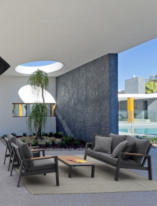 Комплект металлической лаунж мебели Garden Relax Einar алюминий, ДПК, ткань антрацит, тик, темно-серый Фото 11
