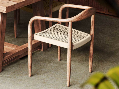 Кресло деревянное плетеное SNOC Lars акация, роуп Фото 1