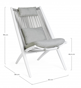 Лаунж-стул плетеный с подушками Garden Relax Aloha алюминий, роуп, полиэстер белый, серый Фото 2