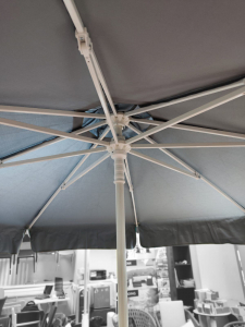 Зонт пляжный профессиональный THEUMBRELA SEMSIYE EVI Kiwi Clips алюминий, олефин белый, серый Фото 6
