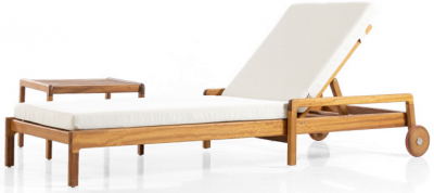 Шезлонг-лежак деревянный с матрасом WArt Verda ироко, ткань Etisilk Фото 2