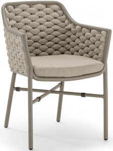 Кресло плетеное с подушками Tagliamento Torino алюминий, роуп, акрил тортора Фото 8