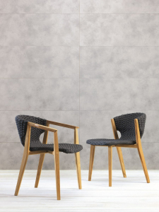 Кресло деревянное плетеное Ethimo Knit тик, роуп тик, серый Фото 13