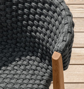 Стул деревянный с обивкой Ethimo Knit тик, роуп тик, серый Фото 6