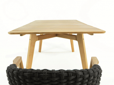 Стол деревянный обеденный Ethimo Knit тик натуральный Фото 7