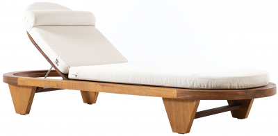 Шезлонг-лежак деревянный с матрасом WArt Spain ироко, ткань Etisilk Фото 2