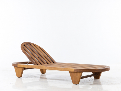 Шезлонг-лежак деревянный с матрасом WArt Spain ироко, ткань Etisilk Фото 5