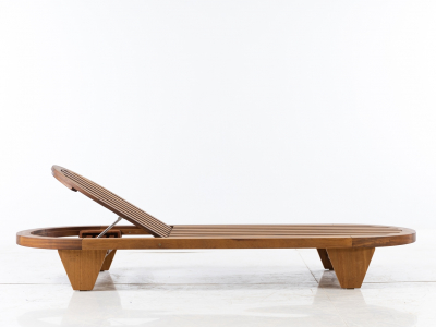 Шезлонг-лежак деревянный с матрасом WArt Spain ироко, ткань Etisilk Фото 8