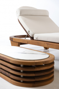 Шезлонг-лежак деревянный с матрасом WArt Spain ироко, ткань Etisilk Фото 13
